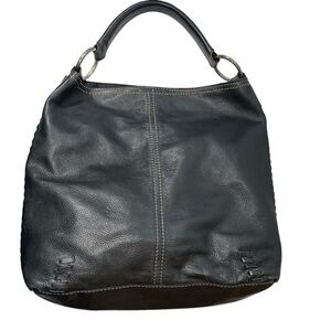Lucky Brand slouchy Hobo pebble leather whipstitch side purse handbag